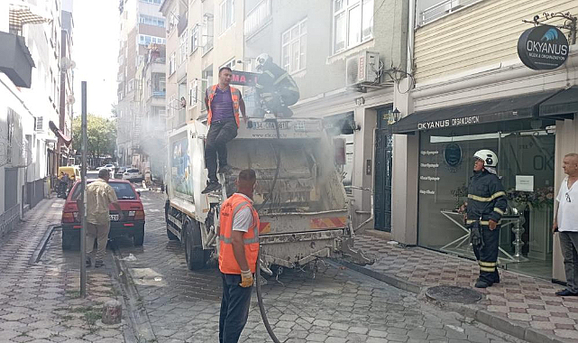 Samsun'da çöp kamyonunda yangın korkuttu