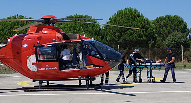 Samsun'da kafasına demir çarpan adamın imdadına helikopter yetişti