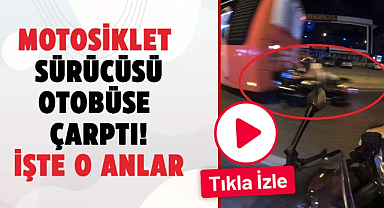 Samsun'da motosiklet sürücüsü otobüse çarptı! İşte o anlar