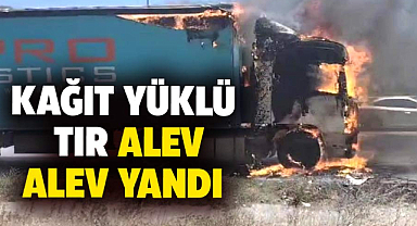 Samsun'da tır tamamen yanarak demir yığınına döndü