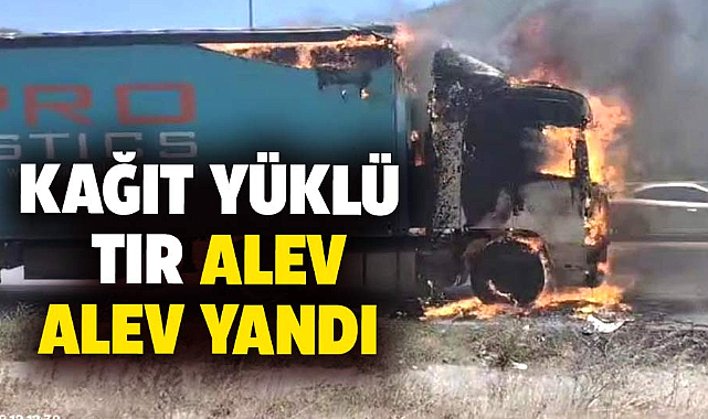 Samsun'da tır tamamen yanarak demir yığınına döndü