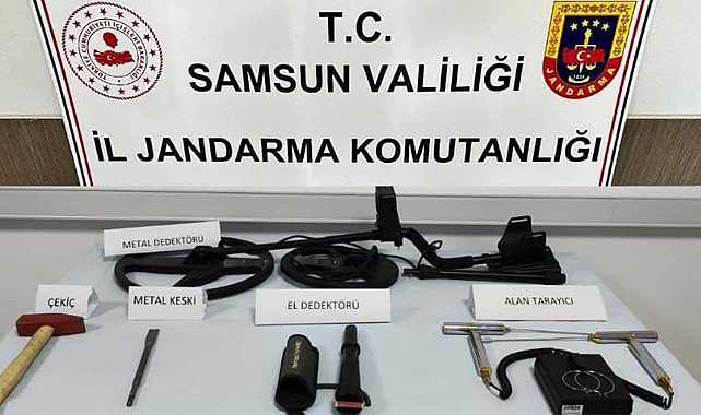 Samsun'un Alaçam ilçesinde kaçak kazı yapanlar yakayı ele verdi