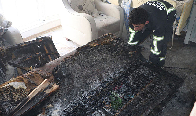Samsun'un Havza ilçesinde çıkan yangında yatalak hasta ölümden döndü