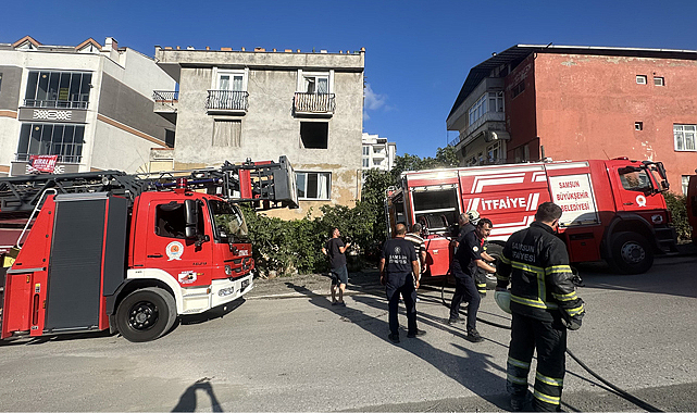 Samsun'un İlkadım ilçesinde bir apartmanda yangın çıktı
