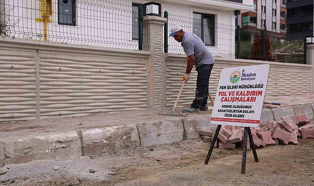 İlkadım'da kaldırım çalışmaları devam ediyor