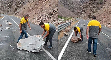 Kara yoluna kaya düştü