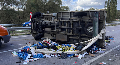 Samsun-Ankara kara yolunda ulaşıma elma engeli