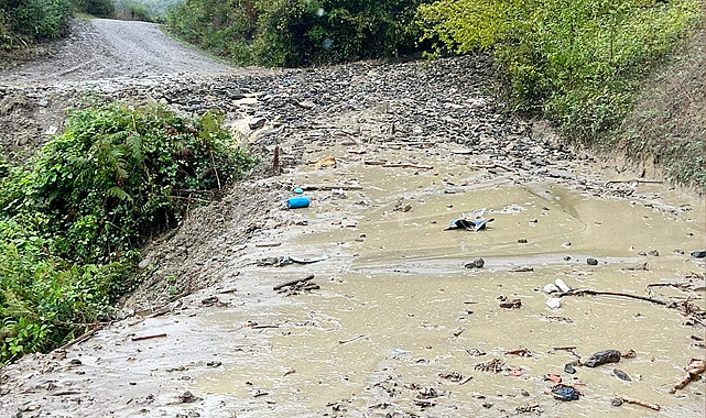 Samsun'un Yakakent ilçesinde sağanak yolu ulaşıma kapattı