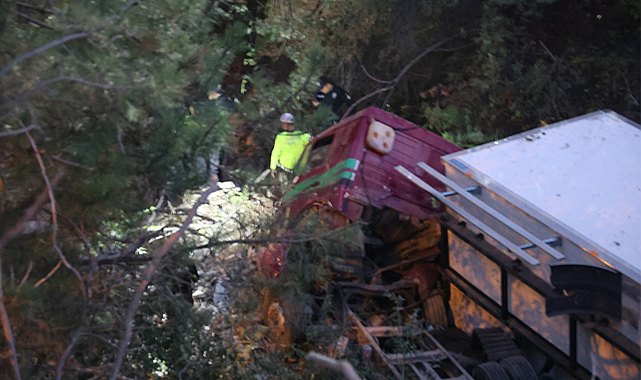 Şarampole uçan kamyonun sürücü öldü