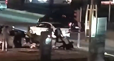 Trafik kazasının tarafları birbirine girdi