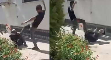 Vicdansız genç yaşlı adamı acımasızca dövdü