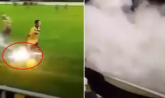 2 gol attı, sahaya atılan patlayıcı yüzünden parmaklarından oldu!