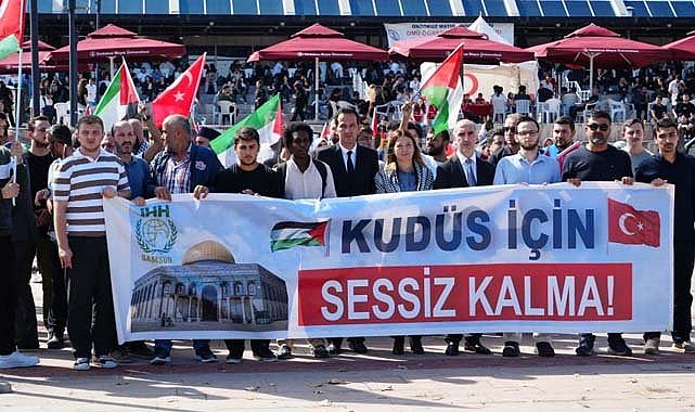 OMÜ öğrencileri Filistin için yürüdü