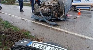 Samsun’da otomobil takla attı: Araçtaki 4 kişi yaralandı