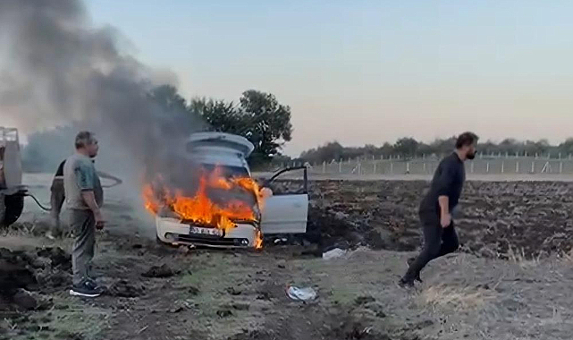 Samsun'da test sürüşü sırasında otomobil alev aldı