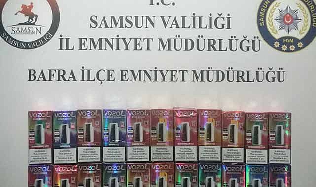Samsun'un Bafra ilçesinde kaçak elektronik sigara operasyonu
