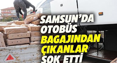 Samsun’un Havza ilçesinde yolcu otobüsünün bagajından çıkanlar şaşırttı