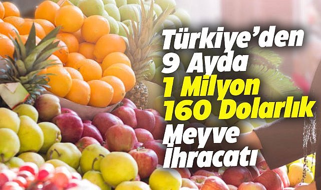 Türkiye, 9 ayda 1 milyar 160 milyon dolar meyve ihracatı yaptı