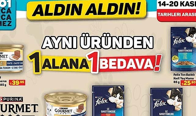 A101'de kedi mamalarında 1 alana 1 bedava fırsatı