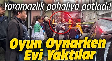 Samsun'da çocuklar oyun oynarken evi yaktı