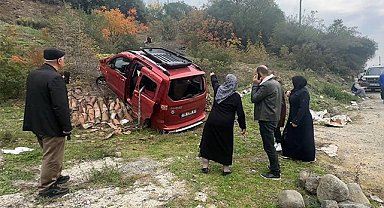 Samsun’da kaçırdığı dedesinin aracıyla şarampole uçtu