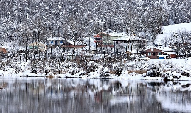 Samsun'da Ladik Gölü'nün yüzeyi kısmen dondu