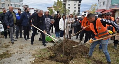 Samsun'un Atakum'un ilçesinde ağaç fidanları toprakla buluştu