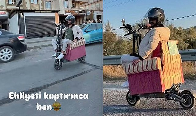 Trafikte pes dedirten görüntü! Skutere koltuk monte etti