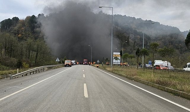 Ordu-Samsun yolu üzerindeki tünelde yangın