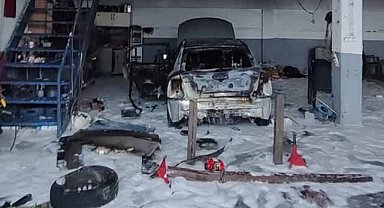 Oto tamircisinde patlama! İş yeri kül oldu