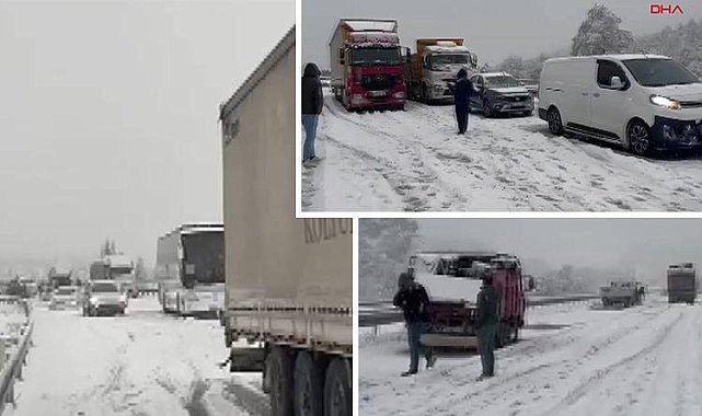Yoğun kar yağışında sürücüler mahsur kaldı