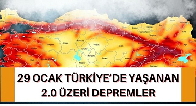 29 Ocak Türkiye'de yaşanan 2.0 üzeri depremler ve büyüklükleri!