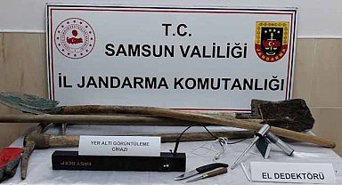 Samsun Alaçam'da kaçak kazı yapanlara suç üstü! 5 kişi yakalandı