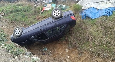 Samsun Atakum'da aracıyla sulama kanalına devrildi