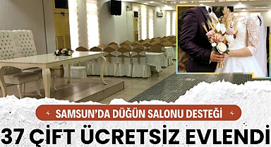 Samsun'da ücretsiz düğün salonu 37 çift evlendi