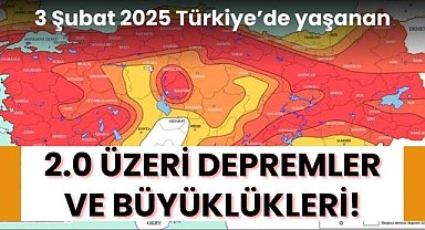 3 Şubat Türkiye’de yaşanan 2.0 üzeri depremler ve büyüklükleri!