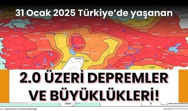 31 Ocak Türkiye’de yaşanan 2.0 ve üzeri depremler ve büyüklükleri!
