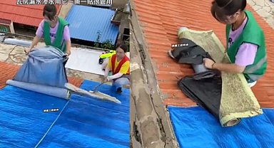 ABD geriliminde Çinlilerin çatılarını mavi brandayla savunma iddiası! Lazer ışınından korunma taktiği mi?