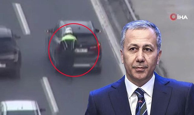 Bakan Yerlikaya aracı köprünün çıkışına kadar ittiren polisi tebrik etti