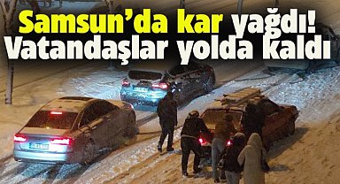 Samsun'da kar etkisini sürdürüyor! İnsanlar evlere giderken zorlanıyor