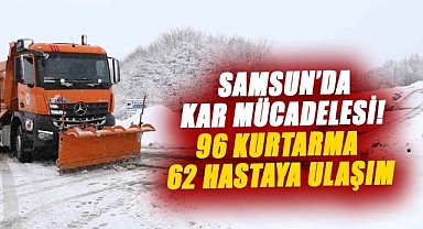 Samsun’da kar mücadelesi! 96 kurtarma, 62 hastaya ulaşım