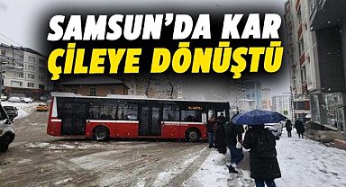 Samsun’da kar yağışı ulaşımı aksattı