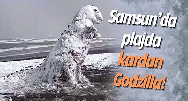 Samsun’da plajda kardan Godzilla!