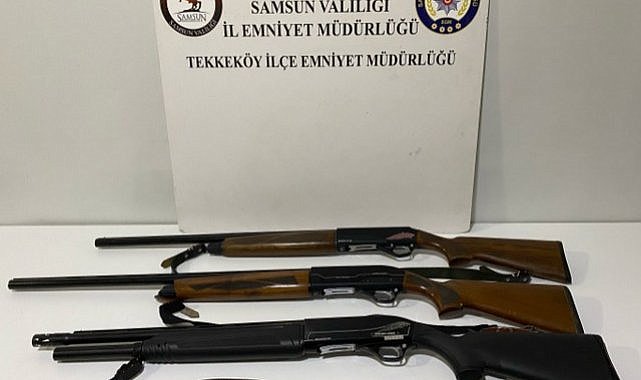 Samsun Tekkeköy'de polis kontrolünde ruhsatsız tüfekle yakalandılar!
