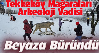 Samsun Tekkeköy Mağaraları Arkeoloji Vadisi beyaza büründü