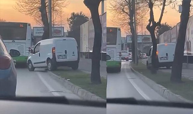 Akıllara durgunluk getiren olay! Trafikten kaçmak için kaldırımı kullandı