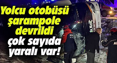 Yolcu otobüsü devrildi! Çok sayıda yaralı var