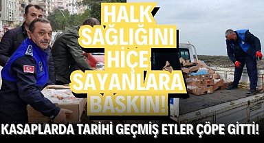 Samsun'da kasaplarda tarihi geçmiş etler çöpe gitti! Halk sağlığını hiçe sayanlara baskın!