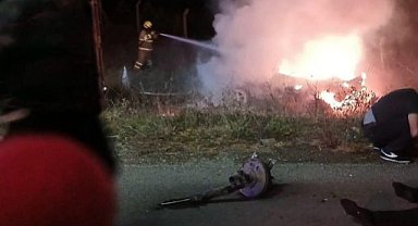 Kaza yapan araçta yangın çıktı! 1 kişi öldü, 1 kişi yaralandı