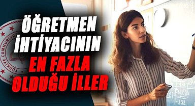 Öğretmen ihtiyacının en fazla olduğu iller
